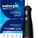 Waterpik Cordless Pearl Rechargeable Portable Water Flosser for Teeth, Gums, Braces Care and Travel, Extra Quiet, 4 Flossing Tips - ADA Accepted, WF-13 Black