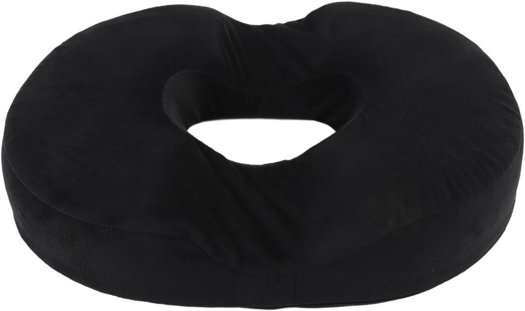Donut Pillow Seat Cushion,Memory Foam Ergonomic Hollow Cushion,Breathable Cushion Pad for Long Sitting Office Workers,Black