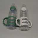 Dr. Brown's Milestones Narrow Sippy Spout Bottle with 100% Silicone Handles, Easy-Grip Handles with Soft Sippy Spout, 8oz/250mL, Green & Gray, 2-Pack, 6m+