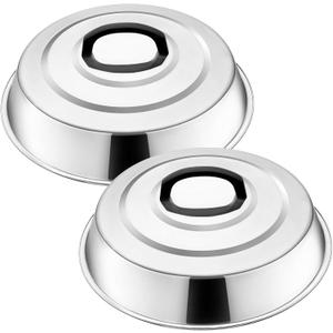 Round Basting Cover - 2 Pieces, 12.2 Inch Metal Steamer Dome Grill Accessories for Blackstone, Cheese Melting Dome for Griddle Cooking & Steaming, Good for Outdoor & Indoor