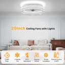 20 Inch Ceiling Fan with Light and Remote Dimmable Low Profile Ceiling Fan