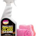 Quick N Brite Fireplace Glass Cleaner 24oz, with Sponge and Microfiber Towel