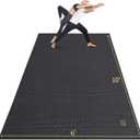 GXMMAT Large Yoga Mat 12'x6'/10'x6'/6'x8'(7mm), Extra Thick Workout Mats for Home Gym Flooring, Ultra Comfortable Non-Slip Quick Resilient Barefoot Wide Exercise Mat for Pilates, Stretching,Meditation (Black Real)