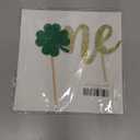 Glitter Shamrock One Cake Topper, Saint Paddy's Day Irish Themed 1st Birthday Party Supplies, 4 Leaf Clover Food Picks Glitter Party Decorations