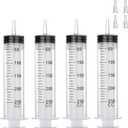 4 Pack 250mL Large Syringes with Tip Adapter - Individually Sterile Sealed Plastic Syringe for Liquid, Glue Dispensing, Scientific Labs