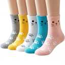 5 Pairs Cute Cat Face Socks for Women