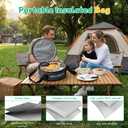 Divided Serving Tray with Lid and Handle, Rounded Snackle Box with 6 Compartments and Chill Base for Fruits, Candy, Veggie, Travel Snack Container with Portable Insulated Bag & Ice Cube Tray & 5 Forks