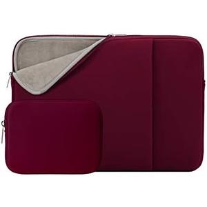 RAINYEAR 14 Inch Laptop Sleeve Protective Case Soft Fluffy Lining Cover Carrying Bag with Front Pocket & Accessories Pouch, Compatible with 14" Notebook Computer Chromebook (Red, Upgraded Version)