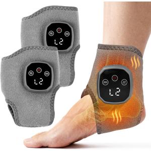 YAZHI Foot Massager 2-in-1 Warming Wrap  Relax & Renew Foot & Ankle Massager with 3 Modes & 4 Heat Levels, Portable for Home or Travel 2pack