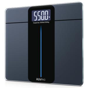 RENPHO 550lb Scale for Body Weight, Digital Bathroom Scale with Large LED Display, Big Platform Weighing Machine with Extra-High Capacity, Most Accurate to 0.05lb, 13x11.8in, Core 1L (Dark Black)
