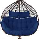 DANGHOOGY Outdoor Double Egg Chair Cushions, Waterproof Wicker Egg Chair Replacement Cushion, Thickened Hanging Chair Cushion, 65x47x7 Inches (Blue)
