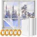Window Insulation Kit, 63  394" and 87  110"Plastic Window Coverings for Winter, Thicken Window Shrink Film Insulator Kit Windows Waterproof Winterizing with Double-Sided Tape