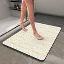 3 x Bath Mat Super Absorbent Bathmat Bathroom Floor Mat Non Slip Bathroom Mat Quick Dry Bath Rug Easy to Clean 2417 (1'6" x 2' (Rectangular), Golden)