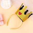 CAVETEE Glitter Headband for Women, Sparkly Princess Headband Hair Accessory for Girls Birthday & Party (Gold+red Heart)