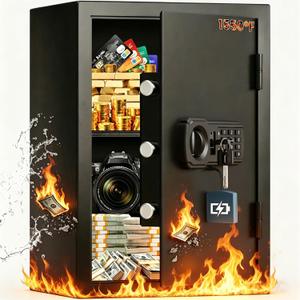 3.6 cu ft Large Fireproof Safe Box for Home Use, 35Lb Fire Resistant Safe with Fire Insulated & Backup Combination Lock, Heavy Duty Fire Safe for Cash Passport Firearm Valuable, Anti-Theft Wall Mount
