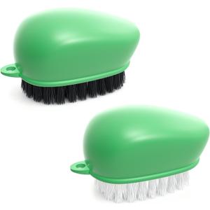 CLEANGOR Vegetable Brush Scrubber for Food, Black Stiff Bristles Brush & White Soft Bristles Brush, Dishwasher Safe Ear-Hanging Veggie & Fruit Cleaning Brush for Potato, Mushroom, Carrot, Lemon, Egg