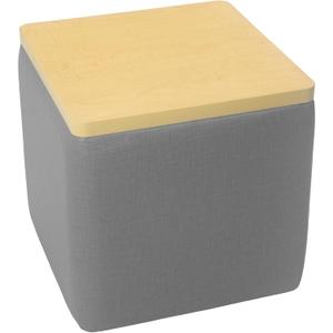 Factory Direct Partners FDP Pro Series Upholstered 18"x18" Square Ottoman Table, 18" Height; Collaborative Commercial Furniture for Hotel Lobby, Office, Restaurant, Waiting Room -Slate Gray/Maple