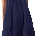 MEROKEETY Women's Summer Casual Halter Dress 2025 Beach Vacation Tiered Swing Mini Sundress. Size M