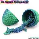 3D Printed Dragon,Mystery Easter Crystal 3D Dragon Egg,Dragon Eggs with Dragon Inside,3D Printed Animals Fidget Desk Decor (Blue Green, 17in)