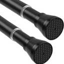 Tension Curtain Rod 2 Pack Black Adjustable No Drilling for Windows 28 to 48 Inch Expandable Pressure for Closet