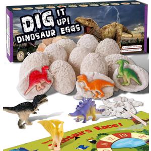 Dinosaur Easter Egg Toys Dig Kit for Kids, Science STEM Gifts for 3 4 5 6 7 8 9 10 Year Old Boys Girls, Discover 12 Dino Eggs Excavation Fossil Digging Dragon Toy, Educational Archaeology Party Games