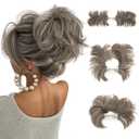 Messy Bun Hair Piece Side Comb Clip in Hair Bun Hairpiece for Women Short Natural Straight Versatile Adjustable Styles Easy Hair pieces Ash Grey-S