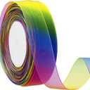 Rainbow Sheer Organza Ribbon 1 Inch Chiffon Ribbons for Gift Wrapping, Flower Bouquet, 50 Yards/Roll