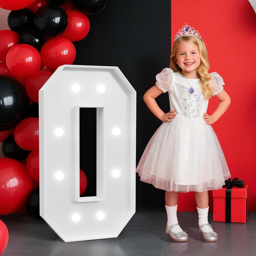 2FT Marquee Numbers 0, Light up Numbers for 30th 40th 50th 60th Birthday Decoration, Anniversary Party Decor, 2026 Graduation Decoration, Pre-Cut Foamboad Kit