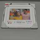 8×7 I Love Us Picture Frame Raised White Outer MDF Wood Moulding White Wood Grain Finish Mat With Gray Screen printed Text Silver Finish Metal Heart Attachment