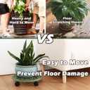 2 Packs 14 Inch Rolling Plant Stand with Wheels Metal Plant Caddy with Wheels Heavy Duty Round Plant Stand Indoor Iron Plants Rollers for Plants, Plant Dolly Retro Green