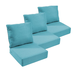 Outdoor Chair Cushions Set of 3, Waterproof 24x24 Patio Chair Cushion, 6" Thickened Seat Cushion for Outdoor Furniture, Couch Cushion Replacement, Include 3 Back & 3 Seat Cushions, Thick/CyanBlue