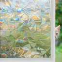 Vilma Rainbow Window Film Privacy Window Sticker Vinyl 3D Decorative Window Cling Non Adhesive Removable Window Covering for Living Room Kitchen Office 35.4 x 78.7 inches