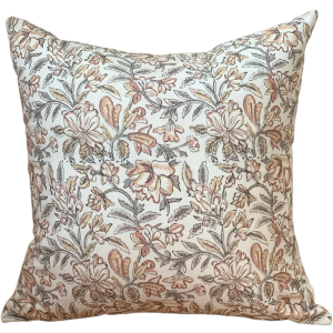 Floral Throw Pillow Covers 18x18 - Vintage Block Print Pillow Covers Farmhouse Decorative Couch Pillows for Sofa, Living Room, Neutral Botanical Accent Cushion Covers(Rust and Mustard)