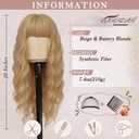 BARSDAR Long Wavy Blonde Wig With Bangs - 26 Inch Long Wavy Beige Blonde Wig with Bangs for Women - Thick Soft Synthetic Hair Replacement Wigs Natural Looking Daily Cosplay Party Halloween