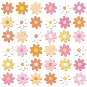 280pcs Spring Daisy Temporary Tattoos Stickers Hippie Theme Tattoo Stickers Waterproof Boho Groovy Face Body Sticker for Adults and Kids Cute Cartoon Printing Groovy Theme Spring Floral Party Supplies
