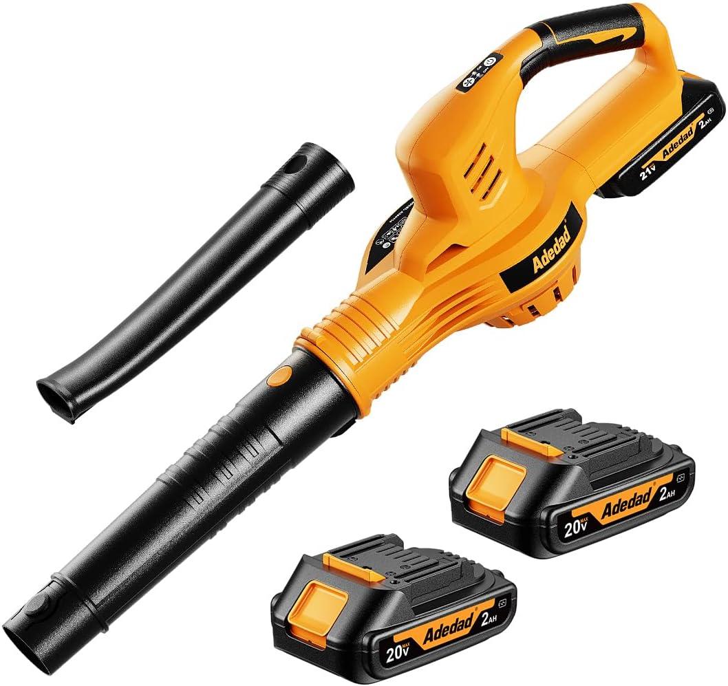 20V Cordless Leaf Blower, 150MPH Handheld Blower with 2 Batteries & Charger, Variable Speed Small Electric Leaf Blowers for Yard, Lawn Care, Garden, Patio, and Driveway Cleaning (yellow-2 Battery)
