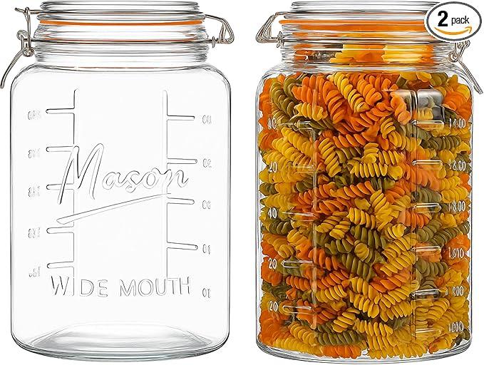 kitchentoolz 1 Gallon Glass Mason Storage Jars with Airtight Lids & Measurment Marks, Super Wide Mouth Canning Jars with Large Capacity for Pickles & Overnight Oats  1 Pack