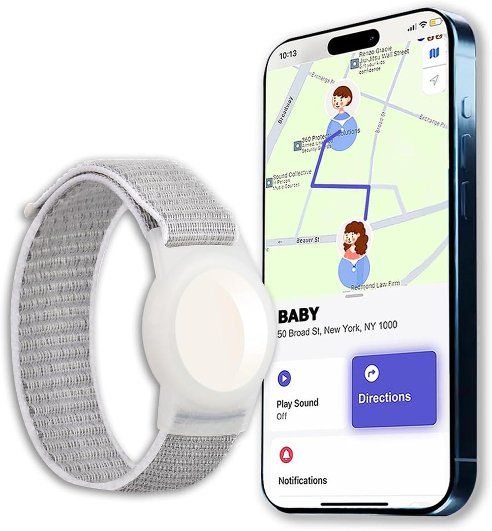 Generic GPS Tracker for Kids, Teen, Special Needs, Elderly - Real-Time Mini Locator Watch Band - No Monthly Fee - Hidden Tracking Device for iOS, White, A12123