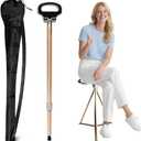 ALEVMOOM Walking Cane with Seat Folding Lightweight, 2-in-1 Cane Stool for Adults, Aluminum Walking Stick with Seat, Portable Stool for Senior, with Carry Bag