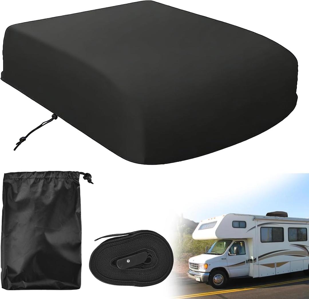RV Air Conditioner Cover, Heavy Duty 600D Waterproof Oxford Cloth Cover | 43" L x 31" W x 15" H Cover for Camper Travel Trailer AC Roof, Dometic Brisk, ASA, VEVOR, Outside RV A/C Protective Supplies
