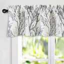 DriftAway Tree Branch Linen Lined Valance Double Layer Thermal Insulated Room Darkening Blackout Valances 3 Inch Rod Pocket Short Window Valance for Living Room Bathroom 52 Inch by 14 Inch Gray (Grey)
