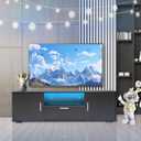 HOUAGI TV Stand for TVs up to 55 inch, LED Entertainment Center with Storage Television Console, Ideal for Living Room and Bedroom Furniture(Black) (51in, Black With Two Drawer)
