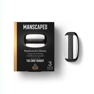 MANSCAPED The Crop Shaver Replacement Blades, Men's 3-Blade Stainless Steel Groin Hair Razor Cartridges with Pivoting Head, Micro Comb Bar, Wide Lubrication Strips, 3-Pack
