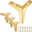 4PCS 5 Inch Gold Metal Furniture Legs Feets, Heavy Duty Triangle Table Chair Cabinet Sofa Couch Legs, DIY Replacement Sofa Feet Metal Legs for Furniture