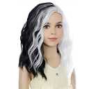 PATTNIUM Kids Black White Wig Shoulder Length Wig Black and White Wig Girls Black White Wig Synthetic Hair Cosplay Costume Two Tone Wig (Black and White) : Beauty & Personal Care