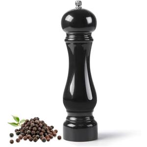 LHS Pepper Mill Grinder Salt Grinder, Arcylic Peppercorn Grinders with Adjustable Ceramic Grinding Core (8 Inch,Black)