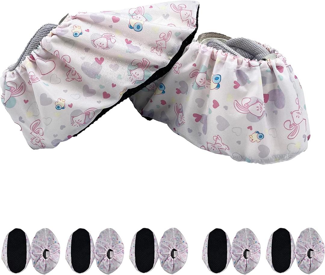 5 Pairs Kids Shoe Covers Reusable Non Slip Washable Dustproof Durable Waterproof Boots Cover For Indoors Floors Kindergarten Elementary School White S Naee, Small, White