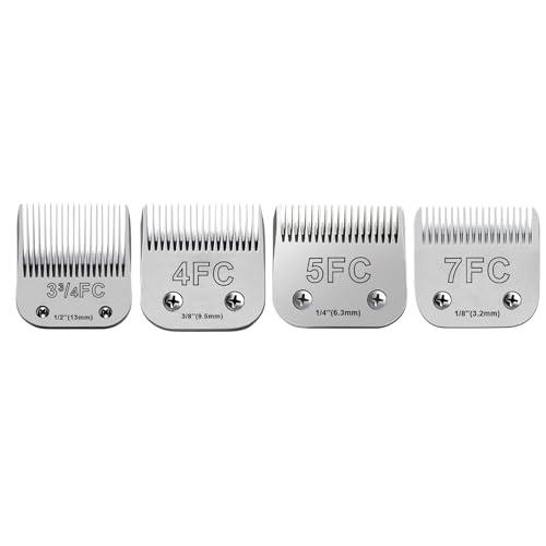 4Pack Dog Grooming Blades Compatible with Andis Dog Clippers,Dog Clipper Blades Compatible with Oster A5,Wahl km10 Dog Clippers for Animal Dog Cat Horse,Stainless-Steel Blade Sharp