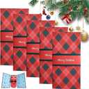 Handmade Christmas Gift Card Booklet 3  Pack, Christmas Gift Card Holder Booklet, Red Plaid Design with Merry Text, Money Envelope Set