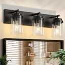 3-Light Bathroom Light Fixtures, Matte Black Vanity Lights